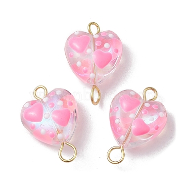 Golden Pink Heart Glass Links