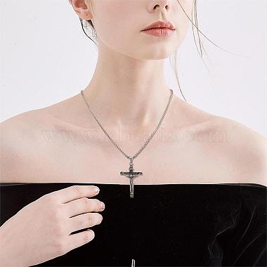 Cross Pendant Necklace with Jesus Crucifix Religious Necklace Sacrosanct Charm Neck Chain Jewelry Gift for Birthday Easter Thanksgiving Day(JN1109A)-5