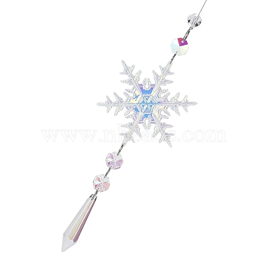 Décorations pendantes en forme de flocon de neige en verre de couleur ab(AJEW-Q144-02P-03)-2