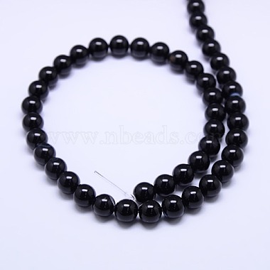 Brin de perles rondes en onyx noir naturel(G-L087-12mm-01)-3