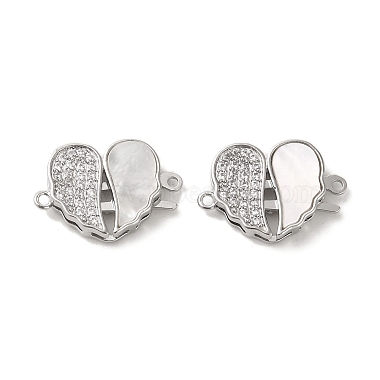 Real Platinum Plated Clear Heart Shell Links