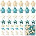 8 Styles Ocean Theme Synthetic Turquoise Beads, Dyed, Mixed Shapes, Mixed Color, 13.5~19x11~20x4.5~8mm, Hole: 1~1.5mm, 60pcs/set(TURQ-YW0001-02)