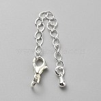 Brass Curb Chain Extenders, End Chains with Teardrop Chain Tab and Lobster Claw Clasp, Silver, 40~45mm(KK-WH0058-41S)