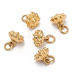 Brass Charms, Long-Lasting Plated, Matte Style, Lotus Pod, Real 18K Gold Plated, 6.5x7mm, Hole: 1.4mm(X-KK-G390-28MG)