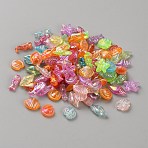Transparent Acrylic Beads, Ocean Theme, Mixed Shapes, Mixed Color, 6~14x5~15x4mm, Hole: 1.5~1.6mm, about 200pcs(OACR-CJC0009-03)