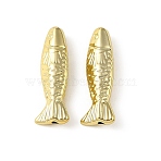 Plating Acrylic Beads, Fish, Golden Plated, 34.5x12x6.5mm, Hole: 2mm(PACR-B005-09C)