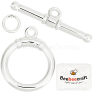 15Pcs Brass Toggle Clasps, with Jump Rings, Ring, 925 Sterling Silver Plated, Ring: 17x14x2.5mm, Hole: 1.6mm, Bar: 22.5x2.5mm, Hole: 1.6mm(KK-BBC0016-72)