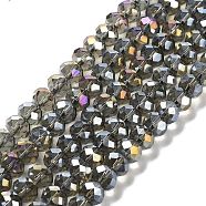 Electroplate Glass Beads Strands, AB Color Plated, Faceted, Rondelle, Gray, 10x8mm, Hole: 1mm, about 65~66pcs/strand, 20.8~21.2 inch(53~54cm)(EGLA-A034-T10mm-B19)