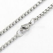 Men's 304 Stainless Steel Box Chain Necklaces, with Lobster Claw Clasps, Stainless Steel Color, 29.5 inch(74.9cm)(STAS-O037-67P)