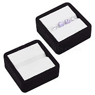 Square Velvet with Fibre Cloth Loose Diamond Jewelry Display Case, for Diamond Displays Holder, White, 6.3x6.3x2.7cm(ODIS-WH0038-23B)