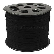 Faux Suede Cords, Faux Suede Lace, Black, 5x1.5mm, 100yards/roll(300 feet/roll)(LW-S011-1)