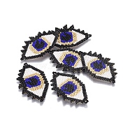 MIYUKI & TOHO Handmade Japanese Seed Beads Links, Loom Pattern, Eye, Colorful, 27~28x48~49x1.8mm, Hole: 1.5mm(SEED-A029-BA02)
