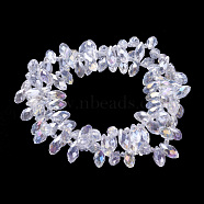Electroplate Glass Faceted Teardrop Beads Strands, Top Drilled Beads, AB Color Plated, Clear AB, 11.5~13x6mm, Hole: 1mm, about 100pcs/strand, 16.5 inch(X-EGLA-D014-01)
