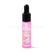 Rubber Dropper Bottles, Refillable Glass Bottle, for Essential Oils Aromatherapy, with Fortune Cat Pattern & Chinese Character, Pearl Pink, 2x9.45cm, Hole: 9.5mm, Capacity: 10ml(0.34fl. oz)(MRMJ-M002-01A-02)