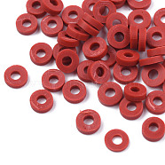 Handmade Polymer Clay Beads, for DIY Jewelry Crafts Supplies, Disc/Flat Round, Heishi Beads, Indian Red, 8x1mm, Hole: 2mm, about 13000pcs/1000g(CLAY-Q251-8.0mm-102)