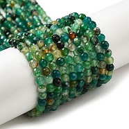 Natural Agate Beads Strands, Faceted, Round, Dyed & Heated, Sea Green, 4mm, Hole: 0.8mm, about 88~94pcs/strand, 14.76~15.87''(37.5~40.3cm)(G-H302-A01-01)