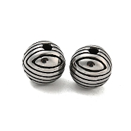 Round 304 Stainless Steel Beads, Antique Silver, 9.5x9mm, Hole: 2mm(STAS-E214-01AS-03)