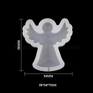 Easter Themed Food Grade Fondant Silhouette Statue Silicone Molds, For DIY Cake Decoration, Chocolate, Candy, White, Angel Pattern, 58x54x7mm(EAER-PW0001-043B)