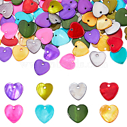 AHADERMAKER 80Pcs 8 Colors Spray Painted Freshwater Shell Heart Charms, Mixed Color, 13~14x13~14x1.5~2mm, Hole: 1mm, 10pcs/color(SHEL-GA0001-09)