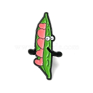 Zinc Alloy Brooches, Enamel Pins, Black, Pea, 27x13.5x1.5mm(JEWB-O015-03D)