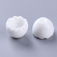 Resin Beads, No Hole/Undrilled, Half Egg White, Imitation Food, White, 13~14x10~11mm(CRES-N021-15)