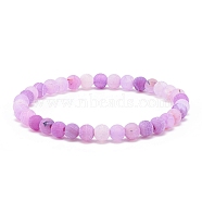 Natural Weathered Agate(Dyed) Round Beaded Stretch Bracelet, Gemstone Jewelry for Women, Violet, Inner Diameter: 2-1/4 inch(5.7cm), Beads: 6mm(BJEW-JB08363-01)