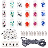 DIY Jewelry Kits, with Printed Handmade Porcelain Beads, Tibetan Style Alloy Spacer Beads, Iron Coil Cord Ends and Braided Korean Wax Polyester Cords, Mixed Color, 80x20mm(DIY-PH0027-59)