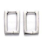 304 Stainless Steel Rectangle Huggie Hoop Earrings, Stainless Steel Color, 20x13x3mm, Pin: 1mm(STAS-H156-10A-P)