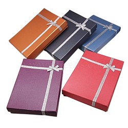 Cardboard Jewelry Set Boxes, for Necklaces, Rings and Earrings, with Bowknot, Rectangle, Mixed Color, 180x130x33mm(X-CBOX-C006-M)