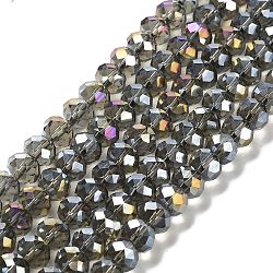 Electroplate Glass Beads Strands, AB Color Plated, Faceted, Rondelle, Gray, 10x8mm, Hole: 1mm, about 63~65pcs/strand, 49~50cm(EGLA-A034-T10mm-B19)