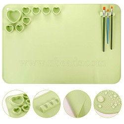 23x15.7 Inch Creative Washable Silicone Craft Mat, Heart Grid Pigment Pallete Pad with Pen Holder, for Painting, Art, Clay & DIY Projects, Rectangle, Green, 60x40cm(JX372A)