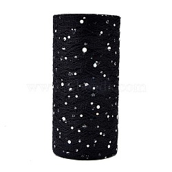 Glitter Sequin Deco Mesh Ribbons, Tulle Fabric, for Wedding Party Decoration, Skirts Decoration Making, Black, 6 inch(150mm), 10yards/roll(OCOR-K004-A02)