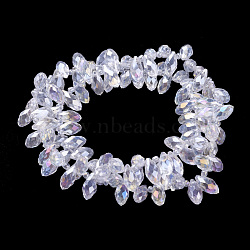 Electroplate Glass Faceted Teardrop Beads Strands, Top Drilled Beads, AB Color Plated, Clear AB, 11.5~13x6mm, Hole: 1mm, about 100pcs/strand, 16.5 inch(X-EGLA-D014-01)