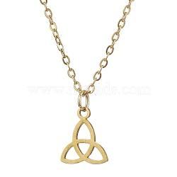 Trinity Knot/Triquetra 304 Stainless Steel Pendant Necklaces, Cable Chains Necklaces for Women, Golden, 17.99 inch(45.7cm)(NJEW-JN04882-01)