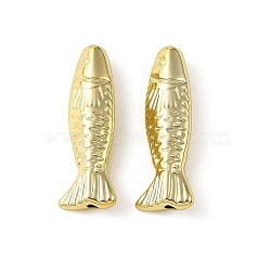 Plating Acrylic Beads, Fish, Golden Plated, 34.5x12x6.5mm, Hole: 2mm(PACR-B005-09C)