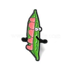 Zinc Alloy Brooches, Enamel Pins, Black, Pea, 27x13.5x1.5mm(JEWB-O015-03D)