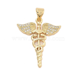 Brass Pave Clear Cubic Zirconia Pendants, Golden, Cross, 25x21x2mm, Hole: 5mm(KK-U009-06D-G)