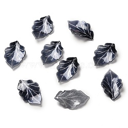 Acrylic Pendants, Leaf, Midnight Blue, 25~26x15~16x3~4mm, Hole: 1~1.4mm(SACR-C002-21)