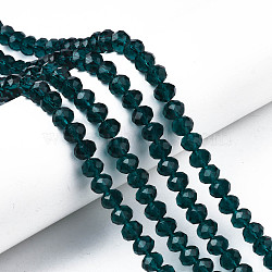 Glass Beads Strands, Faceted, Rondelle, Dark Cyan, 8x6mm, Hole: 1mm, about 65~68pcs/strand, 15.7~16.1 inch(40~41cm)(EGLA-A034-T8mm-D27)
