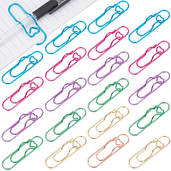 24Pcs 6 Colors Iron Paper Clips, Bookmark Marking Clips, Oval with Heart, Mixed Color, 71.5x21.5x10mm, 4pcs/color(OFST-CP0001-16)