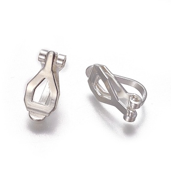 Brass Clip-on Earring Findings, Silver Color Plated, 12.5x6x8.5mm