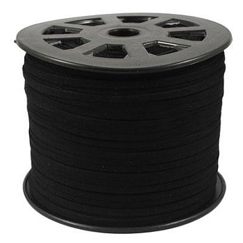 Faux Suede Cords, Faux Suede Lace, Black, 5x1.5mm, 100yards/roll(300 feet/roll)