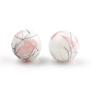 Drawbench & Baking Painted Glass Beads Strands, Round, Pink, 10mm, Hole: 1mm, about 80pcs/strand, 31.4 inch