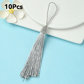 Polyester Tassel Big Pendant Decorations, Light Grey, 145~175x10.5~12mm