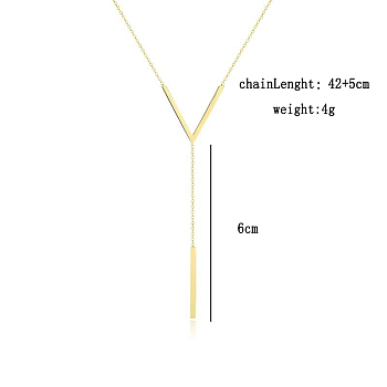 Alloy V-Shaped Tassel Necklaces, Versatile and Elegant Jewelry for Daily Wear, Golden, 17.72 inch(45cm)