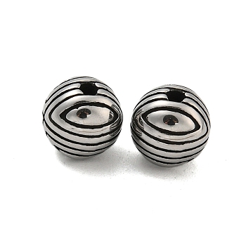 Round 304 Stainless Steel Beads, Antique Silver, 9.5x9mm, Hole: 2mm