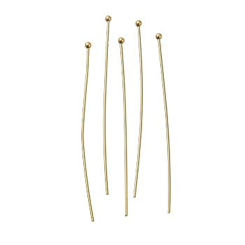 Brass Ball Head Pins, Lead Free & Cadmium Free, Real 24K Gold Plated, 40x0.7mm, Head: 1.5mm