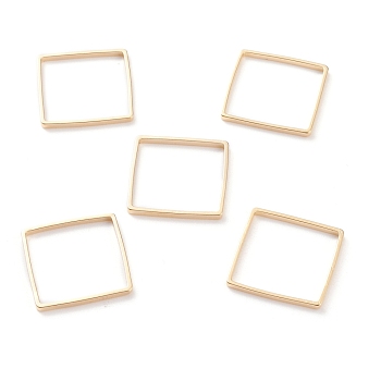 Brass Linking Rings, Long-Lasting Plated, Square, Real 24K Gold Plated, 15x15x1mm, Inner Diameter: 14x14mm