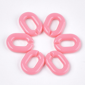 Acrylic Linking Rings, Quick Link Connectors, For Jewelry Chains Making, Oval, Hot Pink, 19x14x4.5mm, Hole: 11x5.5mm