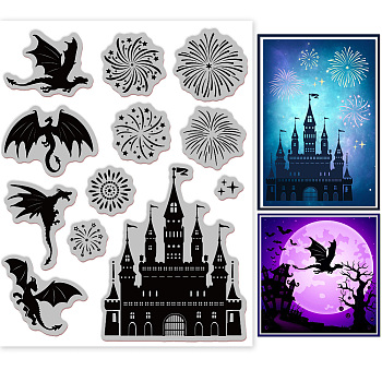 Rubber Clear Stamps, for Card Making Decoration DIY Scrapbooking, Castle, 22x18x0.8cm